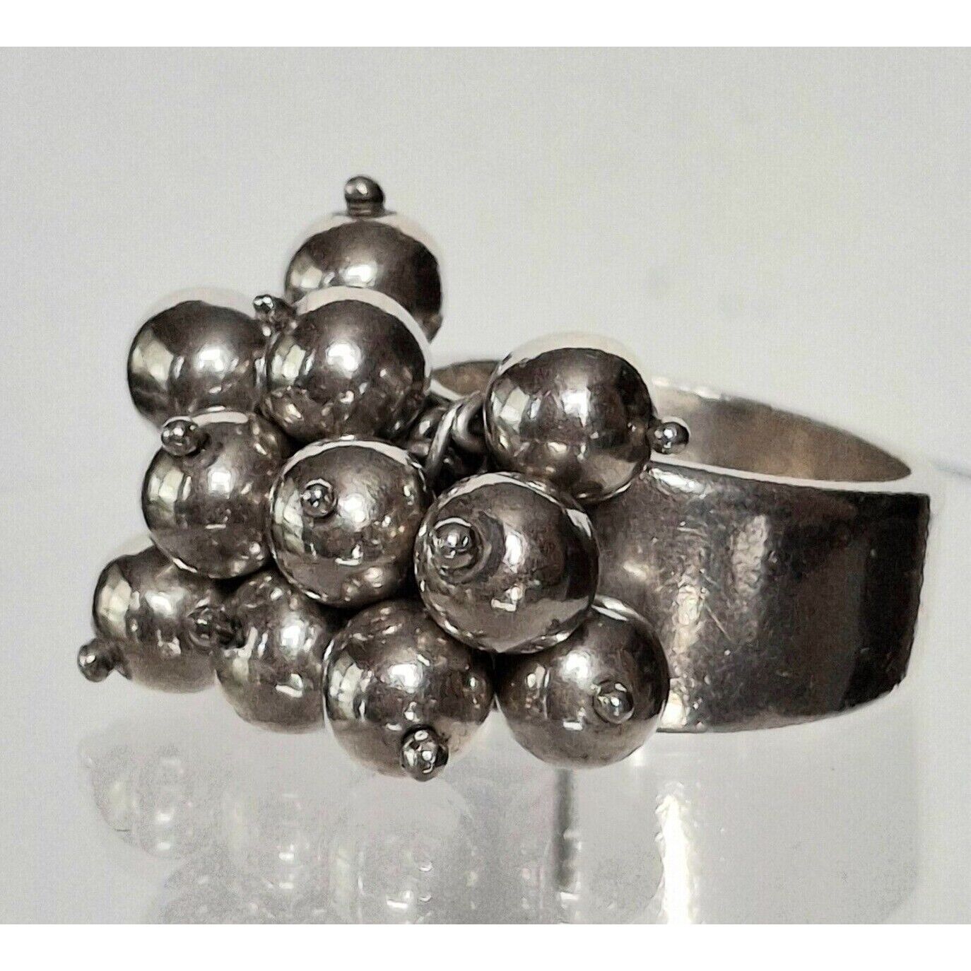 925 STERLING SILVER BALL CHARMS  RING SIZE 6.75 SKY