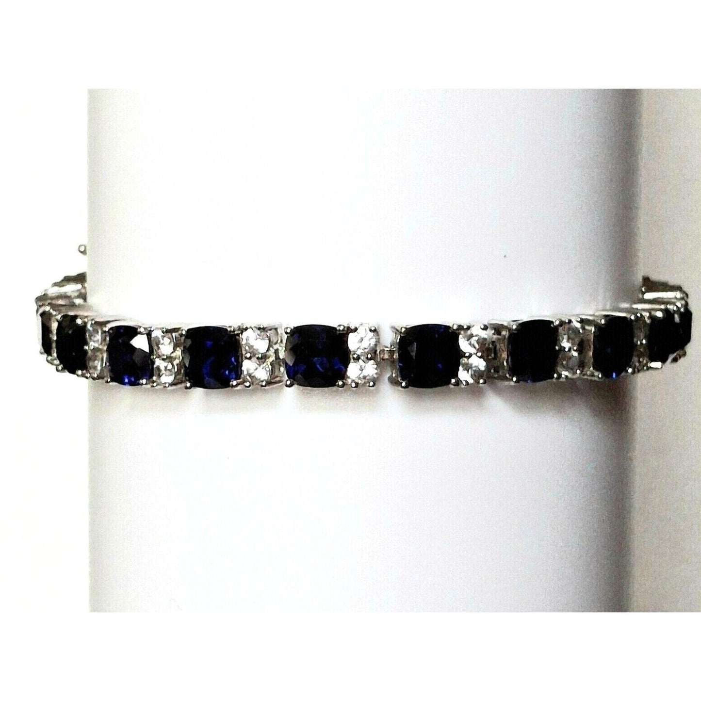 925 STERLING SILVER LONDON BLUE  AND COLORLESS  TOPAZ  BRACELET SKY