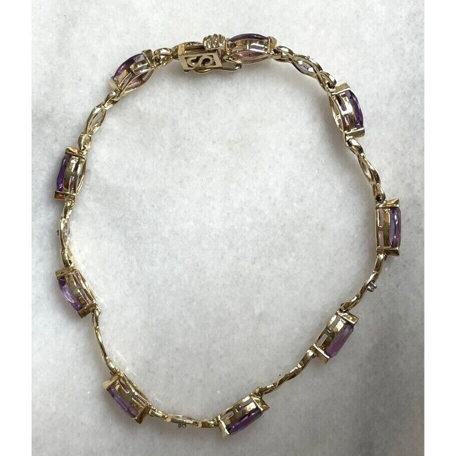 YELLOW GOLD AMETHYST AND DIAMOND TENNIS BRACELET SKY