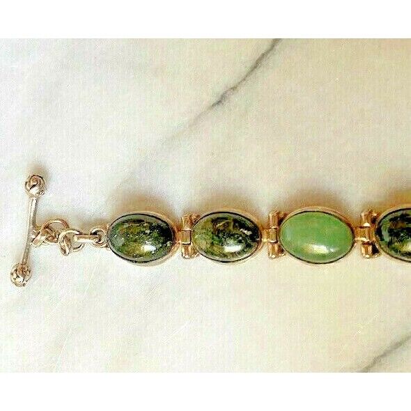 925 STERLING SILVER & 2-TONED GREEN JADE TAGGLE BRACELET SKY