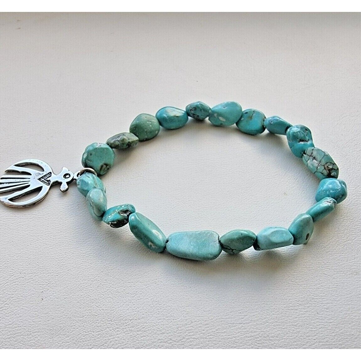 WESTERN STYLE 925 STERLING SILVER THUNDERBIRD TURQUOISE BRACELET AT