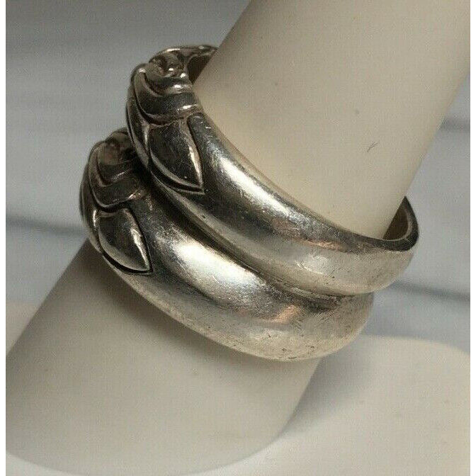 925 STERLING SILVER ORNATE DOUBLE BAND RING SIZE 9, OVER 15 GRAMS SKY