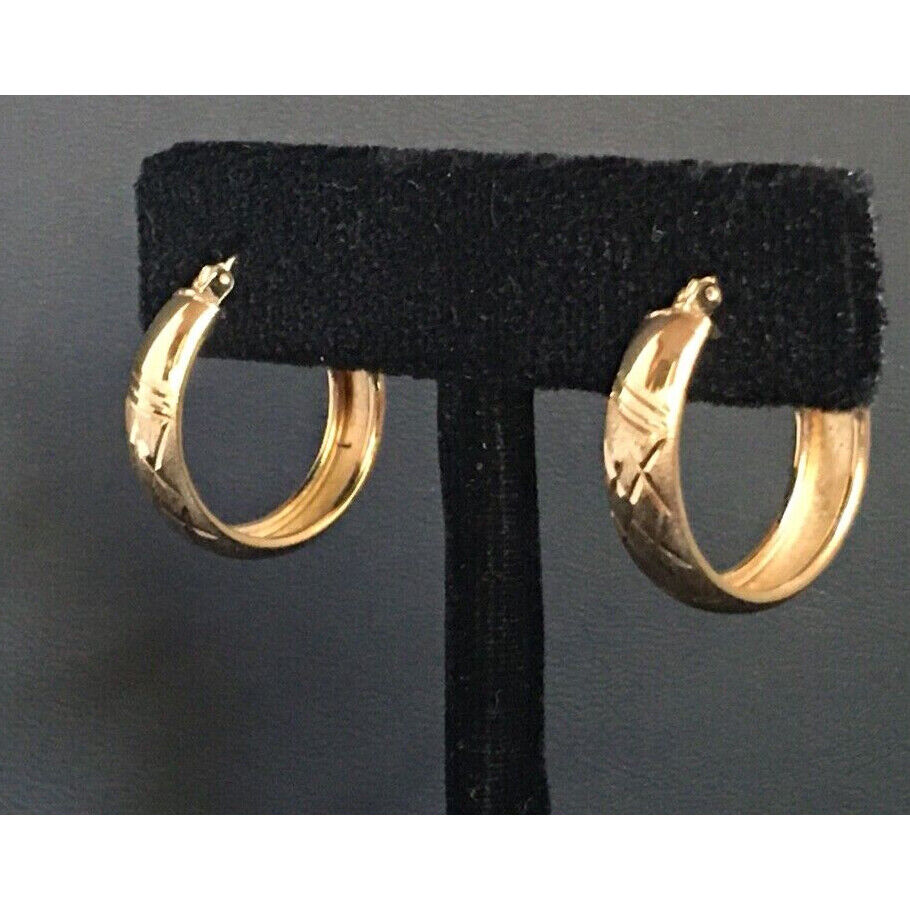 YELLOW GOLD BRIGHT CUT HOOP EARRINGS SKY