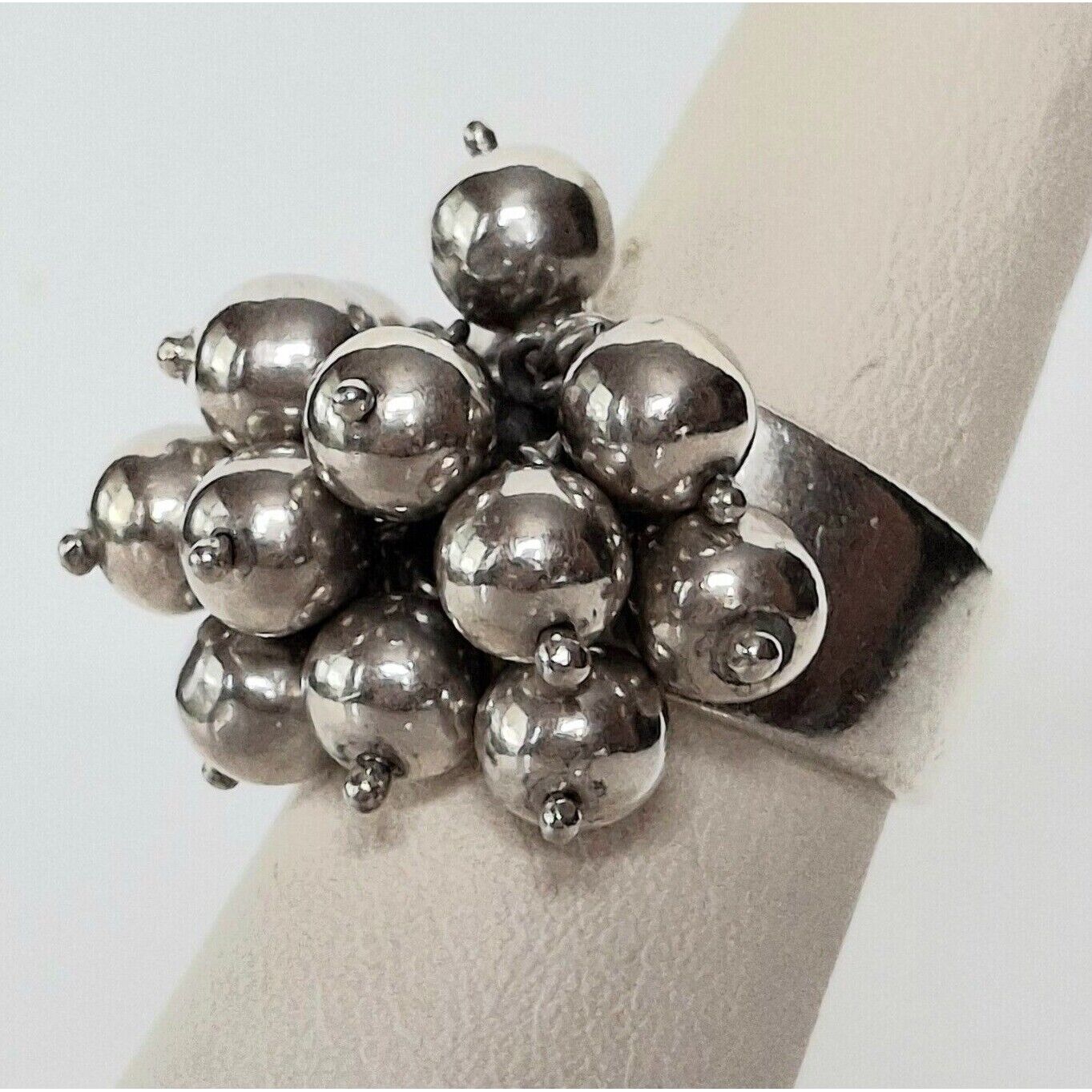 925 STERLING SILVER BALL CHARMS  RING SIZE 6.75 SKY