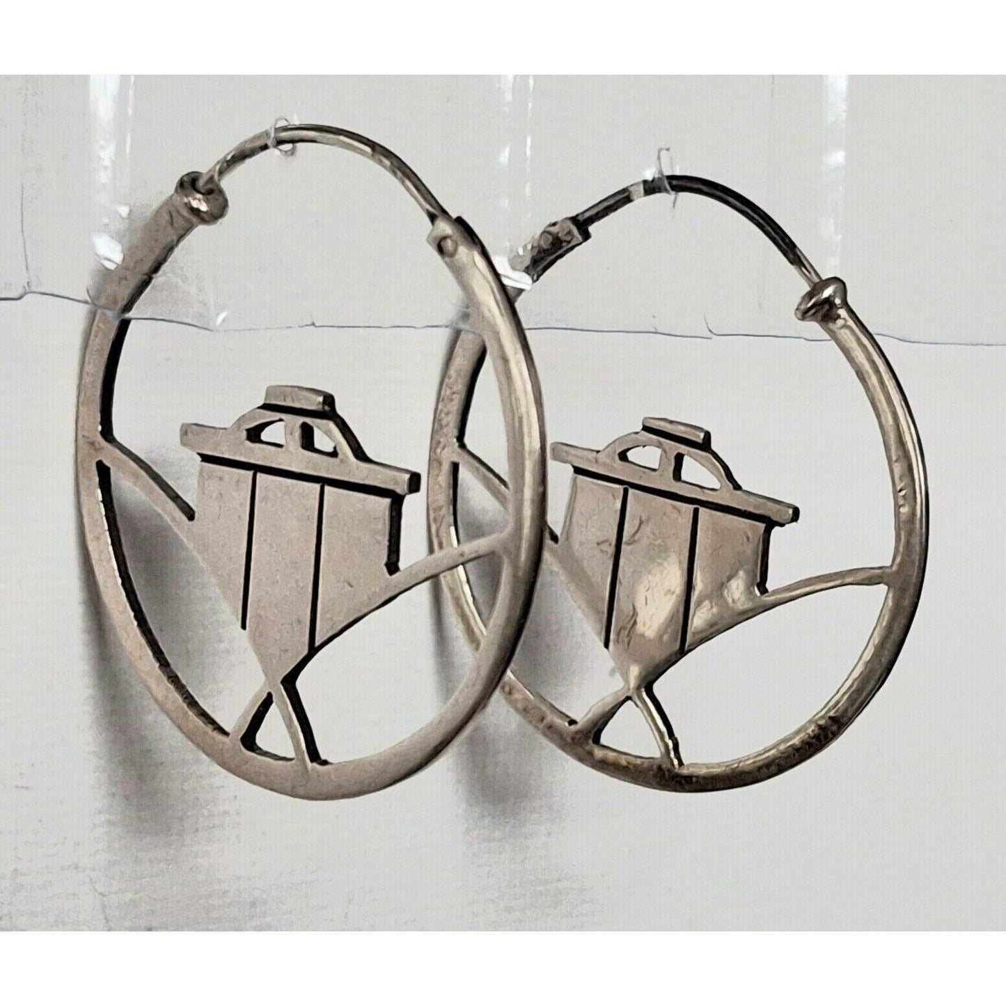 MODERNIST  925 STERLING SILVER HOOP EARRINGS SKY