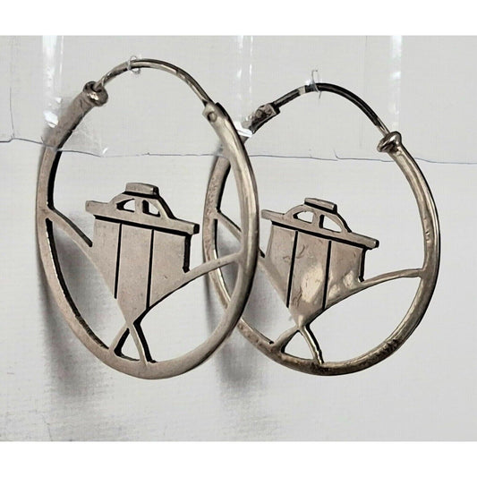 MODERNIST  925 STERLING SILVER HOOP EARRINGS SKY