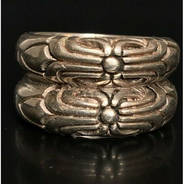 925 STERLING SILVER ORNATE DOUBLE BAND RING SIZE 9, OVER 15 GRAMS SKY