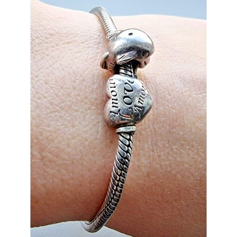 PANDORA ALE 925 STERLING SILVER HEART AND DOLPHINE BRACELET AT