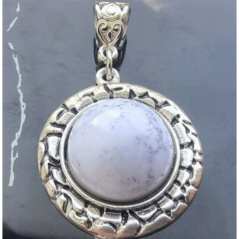 925 STERLING SILVER HOWLITE CABOCHON  PENDANT AT