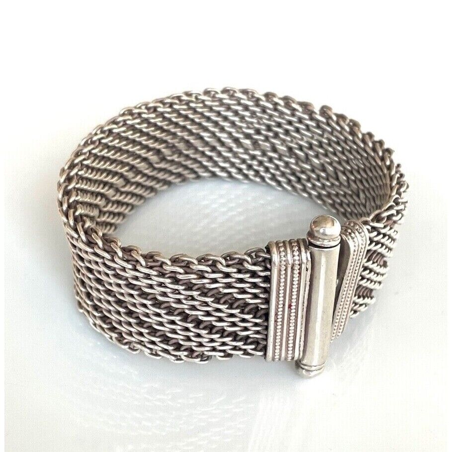 MASSIVE MEN'S 925 STERLING SILVER MESH BRACELET SKY