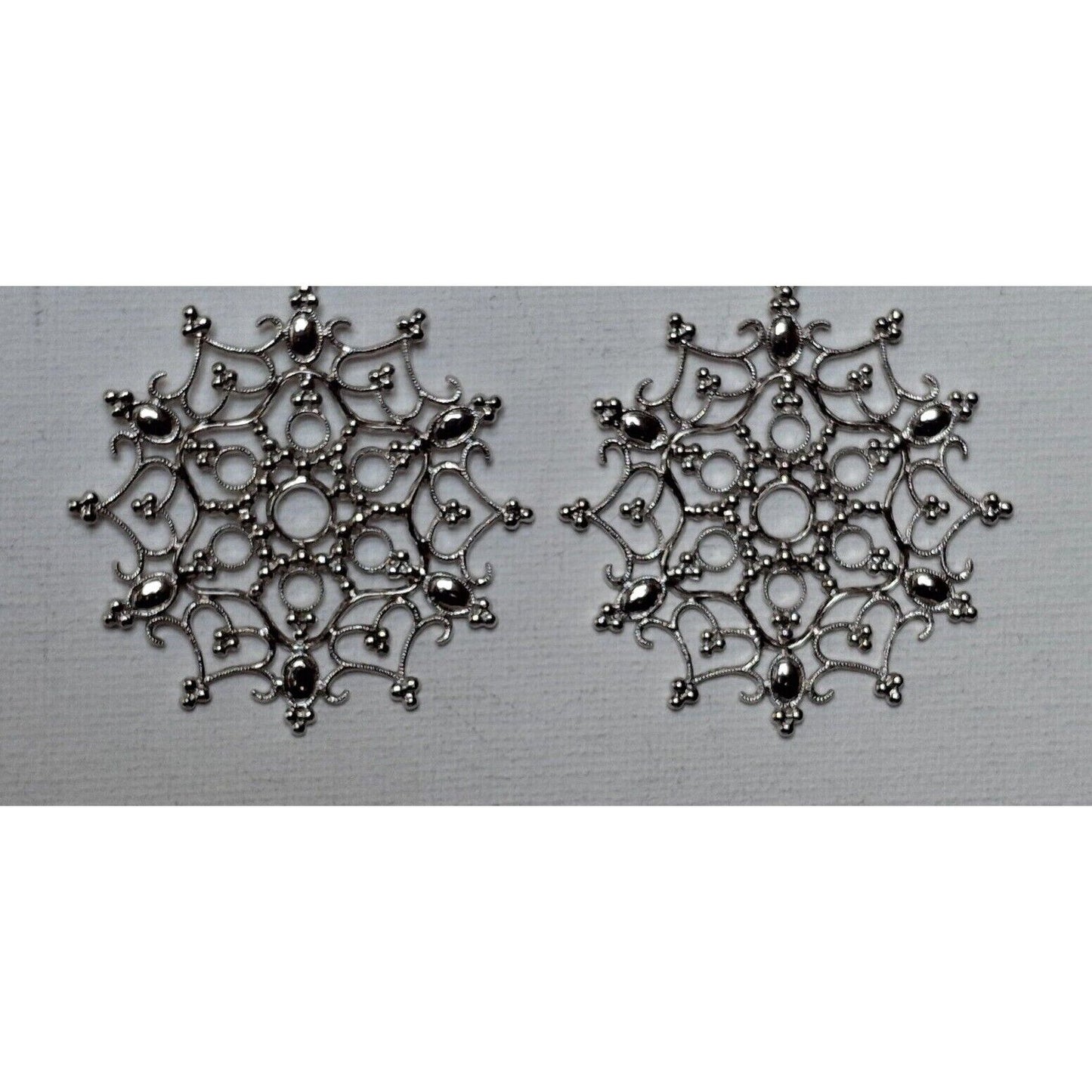 LARGE FESTIVE 925 STERLING SILVER SNOWFLAKES EARRINGS SKY