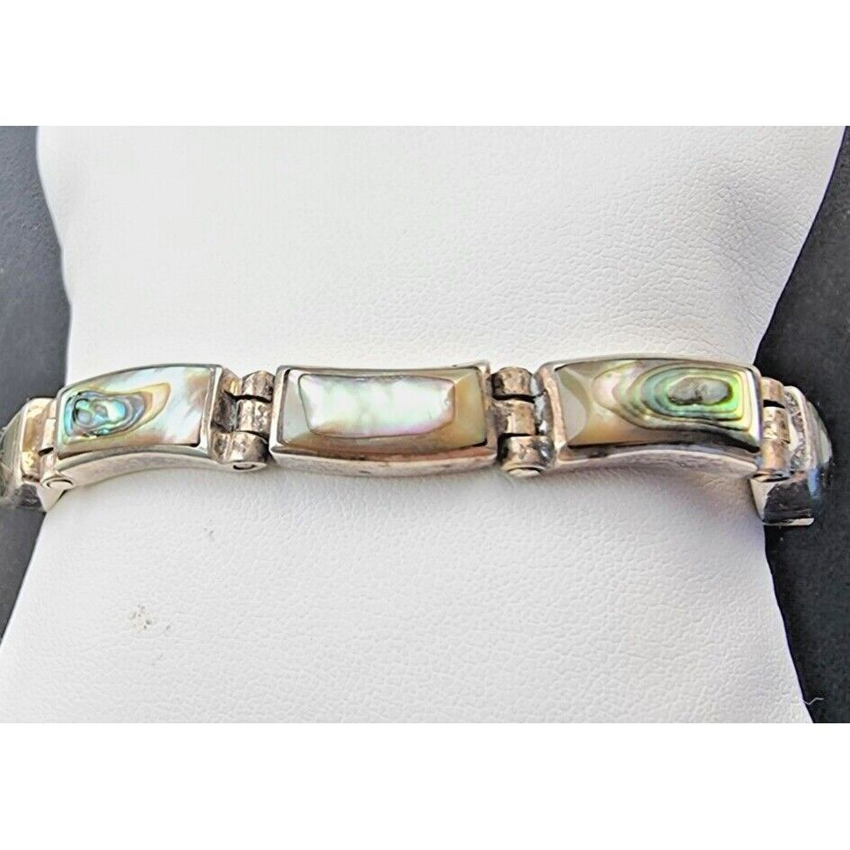 925 STERLING SILVER MOTHER OF PEARL BRACELET 7.75 inch AT