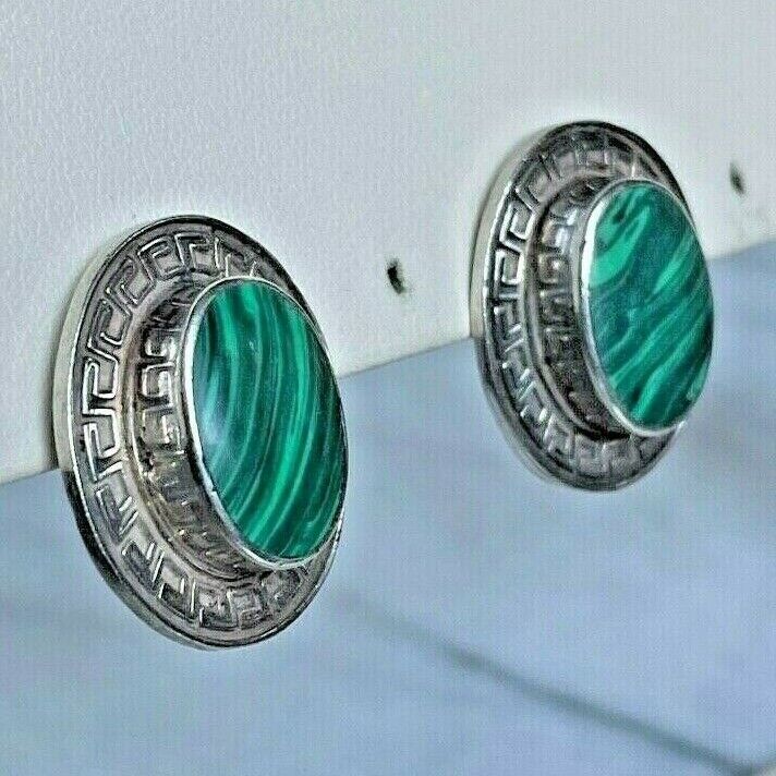 925 STERLING SILVER & MALACHITE EARRINGS SKY