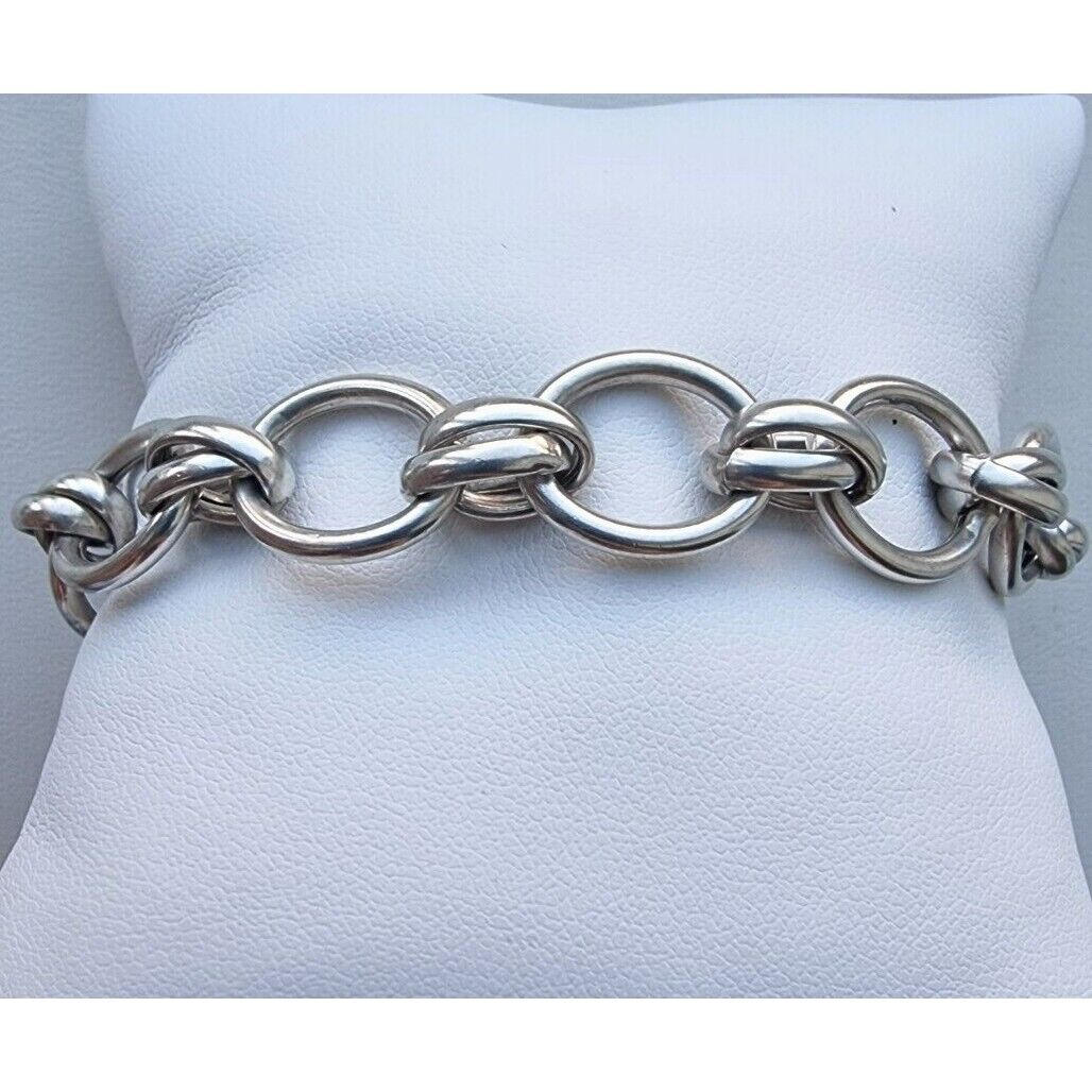 HAN 925 STERLING SILVER ITALY LINK CHAIN BRACELET  7.5 INCH AT