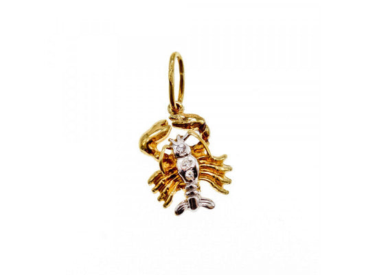 14K YELLOW & WHITE GOLD CANCER PENDANT