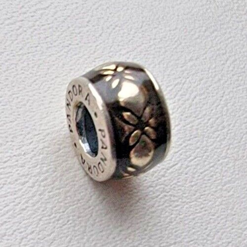 PANDORA 925 STERLING SILVER GOLDEN LACE SPACER CHARM AT