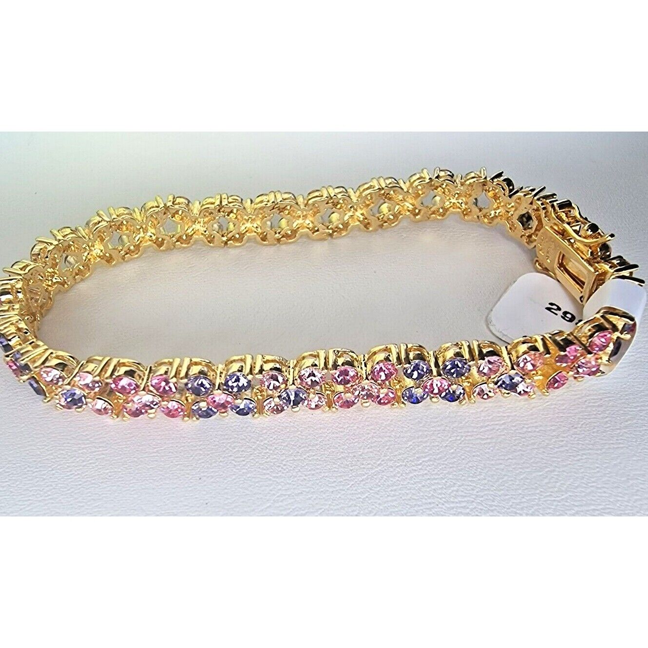 JOAN RIVERS VERMEIL 925 STERLING SILVER LAVENDER AND PINK CRYSTAL BRACELET AT