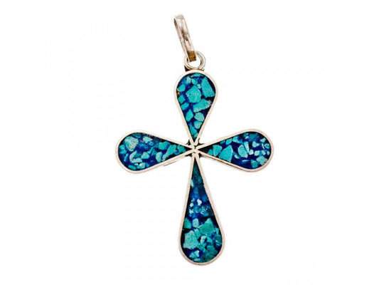 925 STERLING SILVER ENAMEL CROSS PENDANT