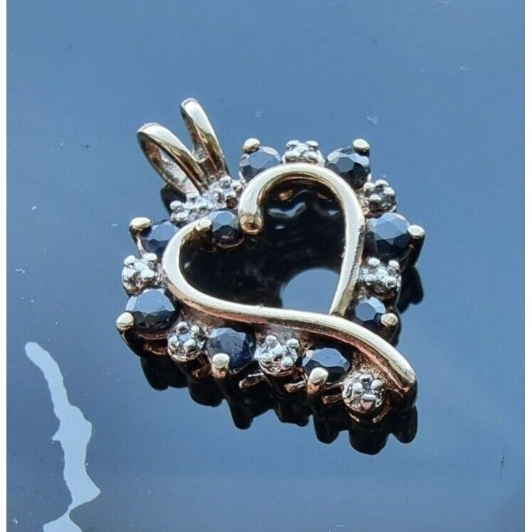 925 STERLING SILVER NATURAL BLACK ONYX VERMEIL HEART PENDANT AT