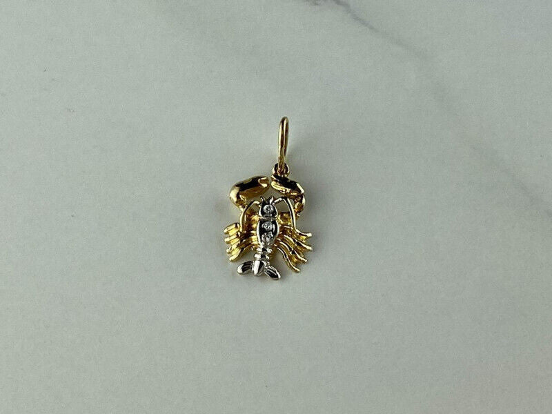 14K YELLOW & WHITE GOLD CANCER PENDANT