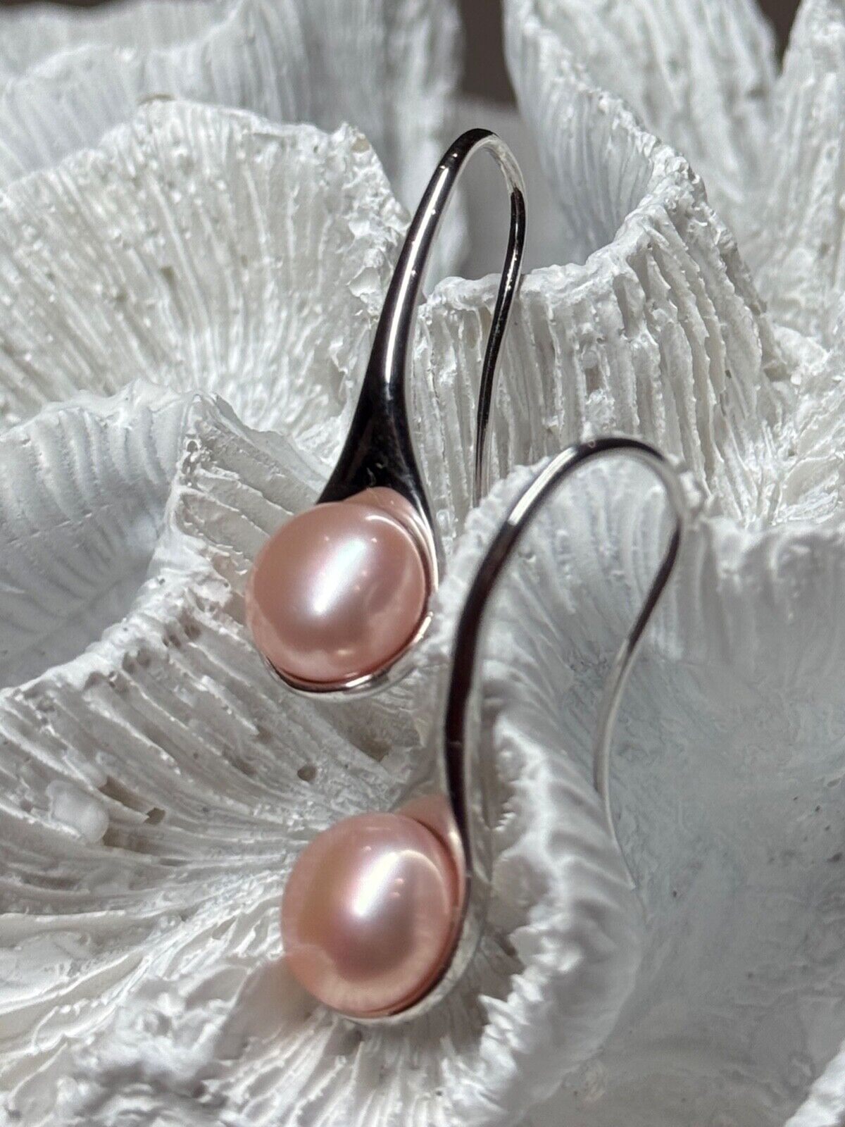 925 STERLING SILVER PEARL EARRINGS LENGTH 1.2 INCH