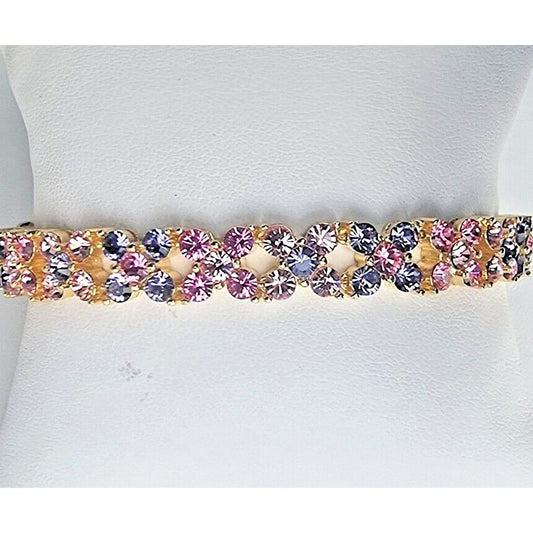 JOAN RIVERS VERMEIL 925 STERLING SILVER LAVENDER AND PINK CRYSTAL BRACELET AT