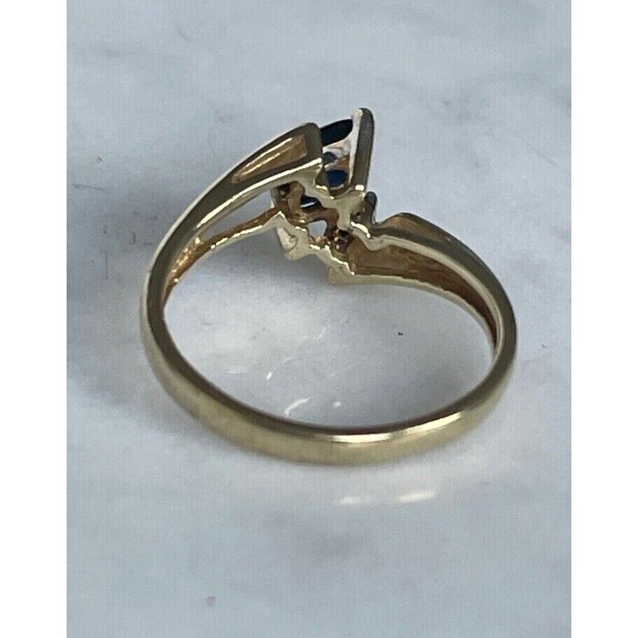 YELLOW GOLD  SAPPHIRE AND DIAMOND RING SIZE 6.75 SKY