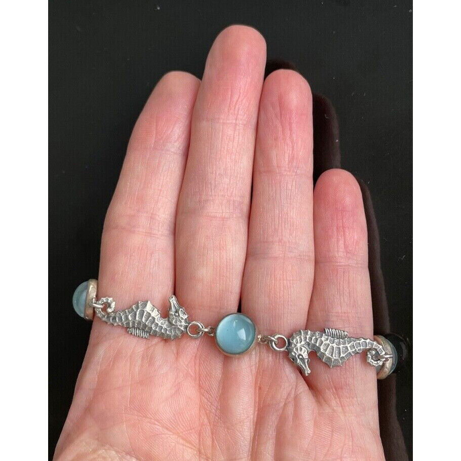 925 STERLING SILVER & CAT'S EYE GEMS BRACELET SKY