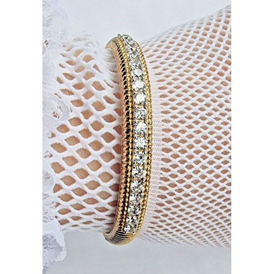 925 STERLING SILVER VERMEIL CZ BANGLE BRACELET AT