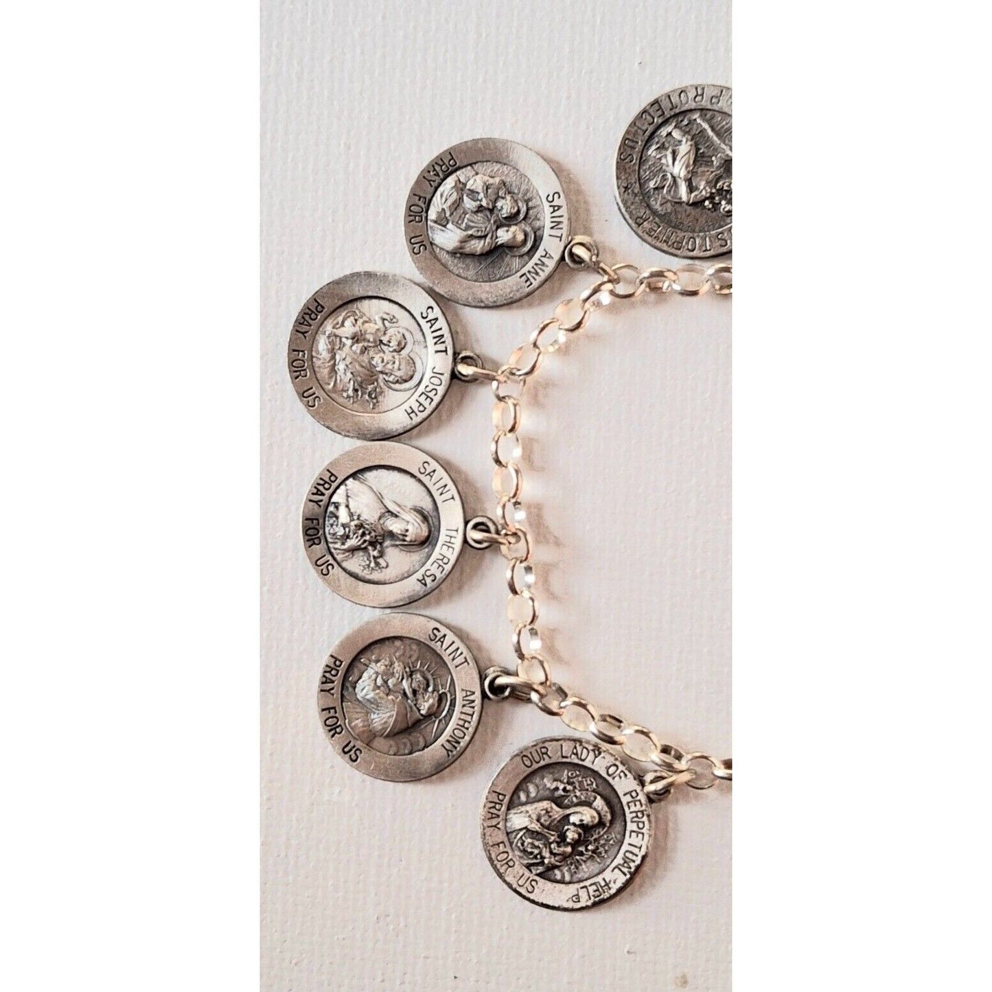 HALLMARKED 925 STERLING SILVER CHRISTIAN BRACELET WITH CATHOLIC SAINTS SKY