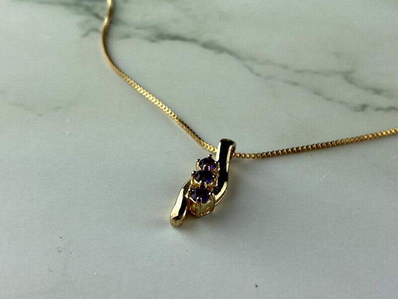 925 STERLING SILVER GOLD PLATED TANZANITE CHAIN WITH PENDANT