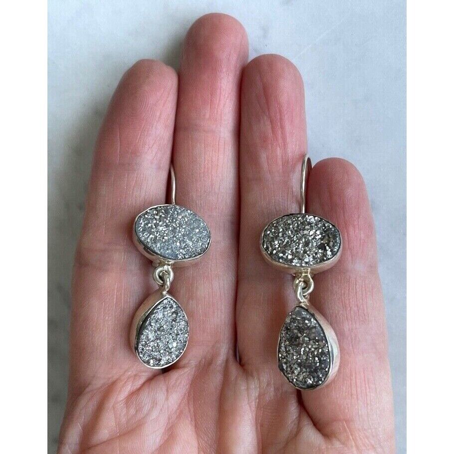 925 STERLING SILVER & PYRITE(FOOL'S GOLD) EARRINGS SKY