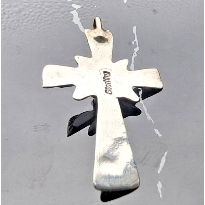 925 STERLING SILVER NATIVE AMERICAN TURQUOISE CROSS PENDANT AT