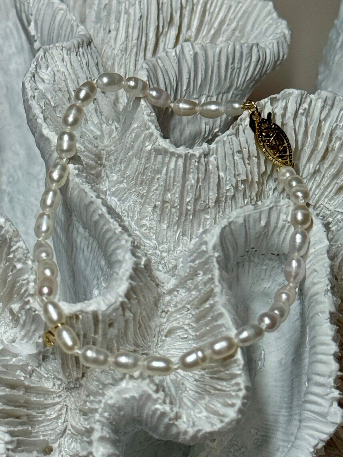 14K YELLOW GOLD BRACELET FRESHWATER PEARLS SIZE 7