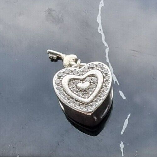 NINA 925 STERLING SILVER HEART AND KEY LOVE YOU FOREVER CHARM AT