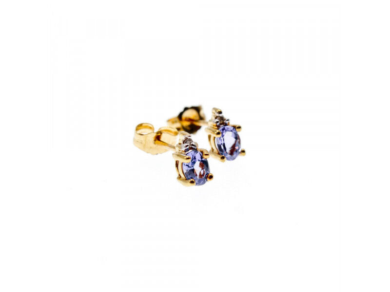 10K YELLOW GOLD TANZANITE & DIAMONDS EARRINGS