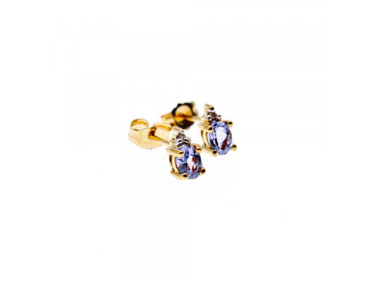 10K YELLOW GOLD TANZANITE & DIAMONDS EARRINGS