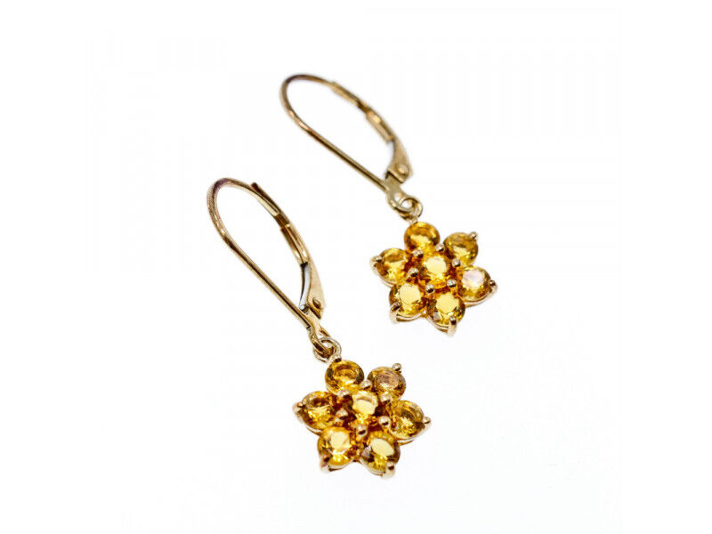 10K YELLOW GOLD HELIODOR FLOWERS EARRINGS