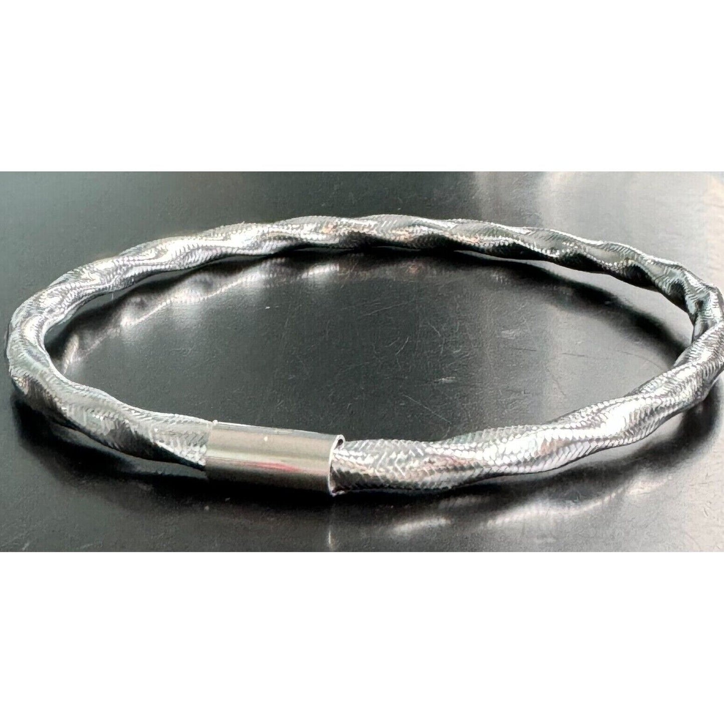 ITALIAN 14K WHITE GOLD BANGLE BRACELET SKY