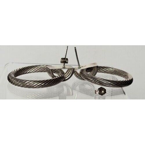 CLASSY 925 STERLING  SILVER  CABLE DESIGN  HOOP EARRINGS SKY