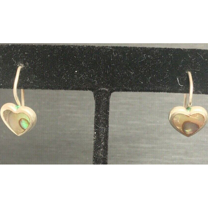 SWEET 925 STERLING SILVER & ABALONE SHELL HEART EARRINGS SKY