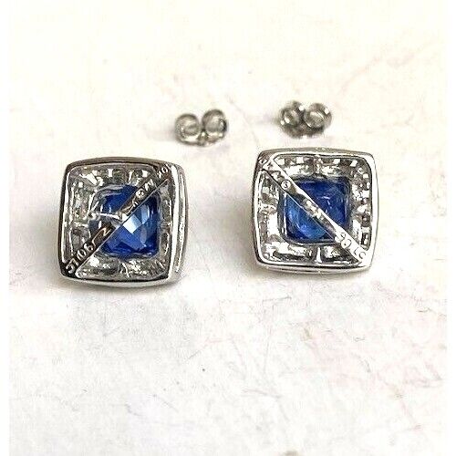 WHITE GOLD LAB-CREATED SAPPHIRE AND NATURAL DIAMONDS STUD EARRINGS SKY