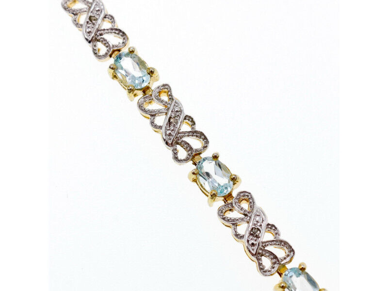 925 STERLING SILVER GOLD PLATED BLUE SPINEL BRACELET