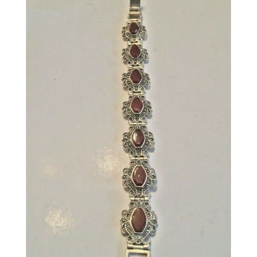 STERLING SILVER CARNELIAN & MARCASITES BRACELET SKY