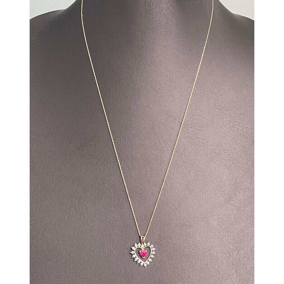 YELLOW GOLD & RUBY HEART PENDANT NECKLACE SKY