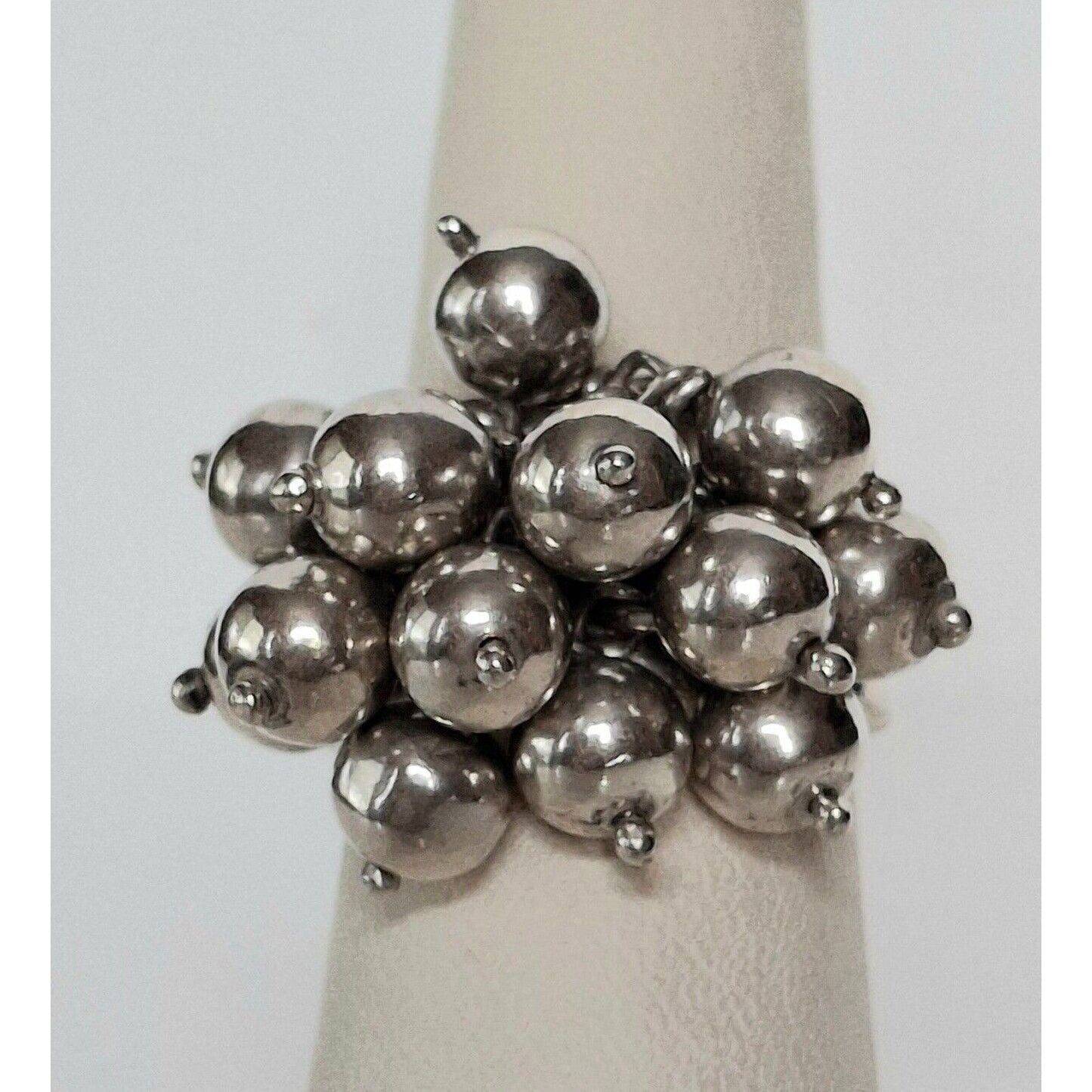 925 STERLING SILVER BALL CHARMS  RING SIZE 6.75 SKY