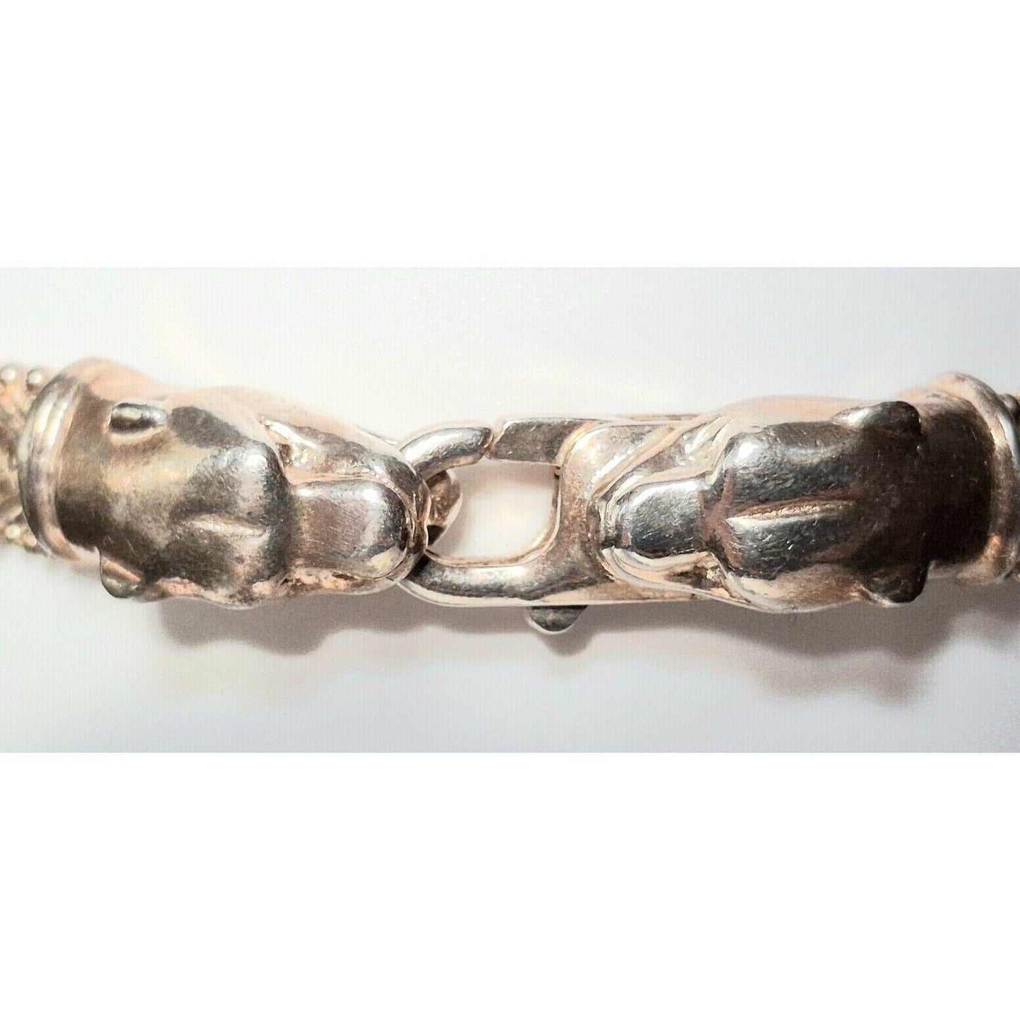 MALOR ITALY 925 STERLING SILVER TPANTHER HEADS CHAIN  BRACELET SKY