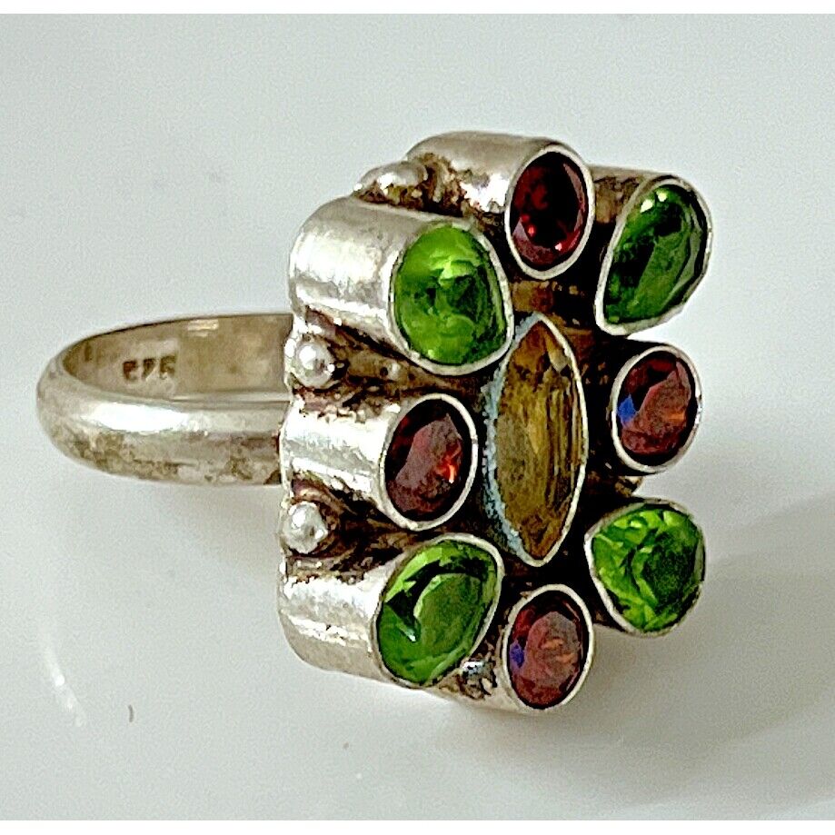 925 STERLING SILVER MULTICOLORED CZ'S RING SIZE 8.5 SKY