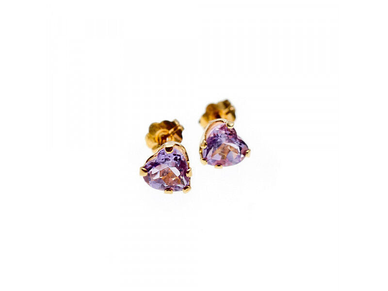 10K YELLOW GOLD TANZANITE HEARTS EARRINGS