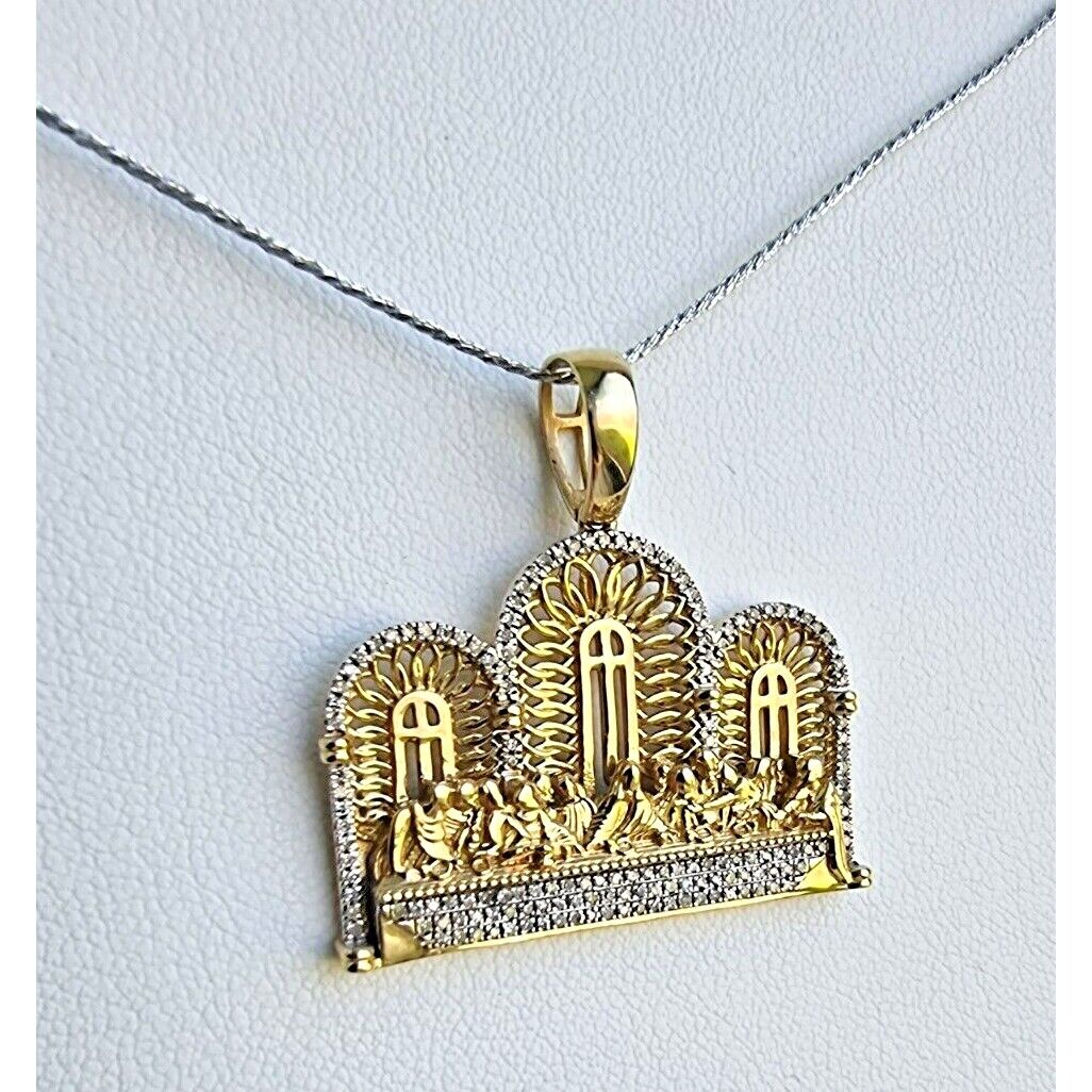 10K YELLOW GOLD DIAMOND JESUS APOSTLES LAST SUPPER PENDANT AT